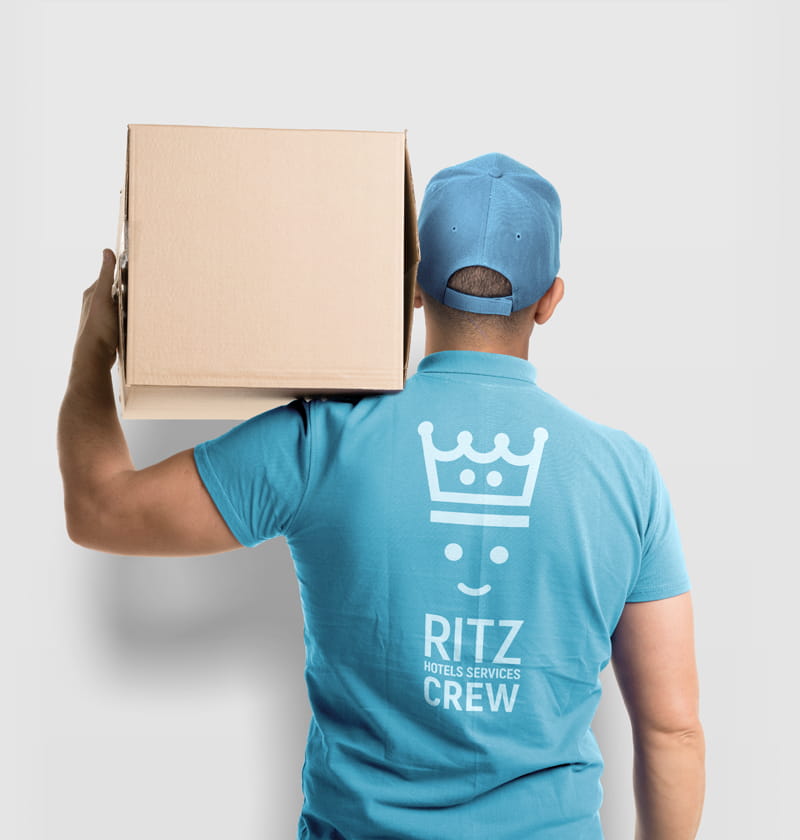 Custom branded apparel design for RITZ Hotels Services