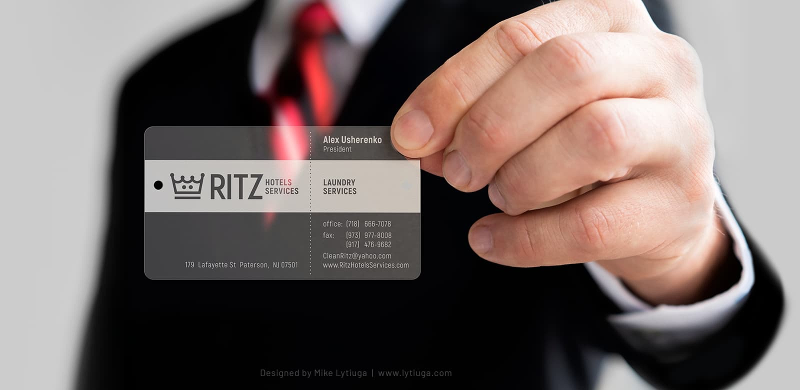 Translucend business card design for RITZ Hotels Services